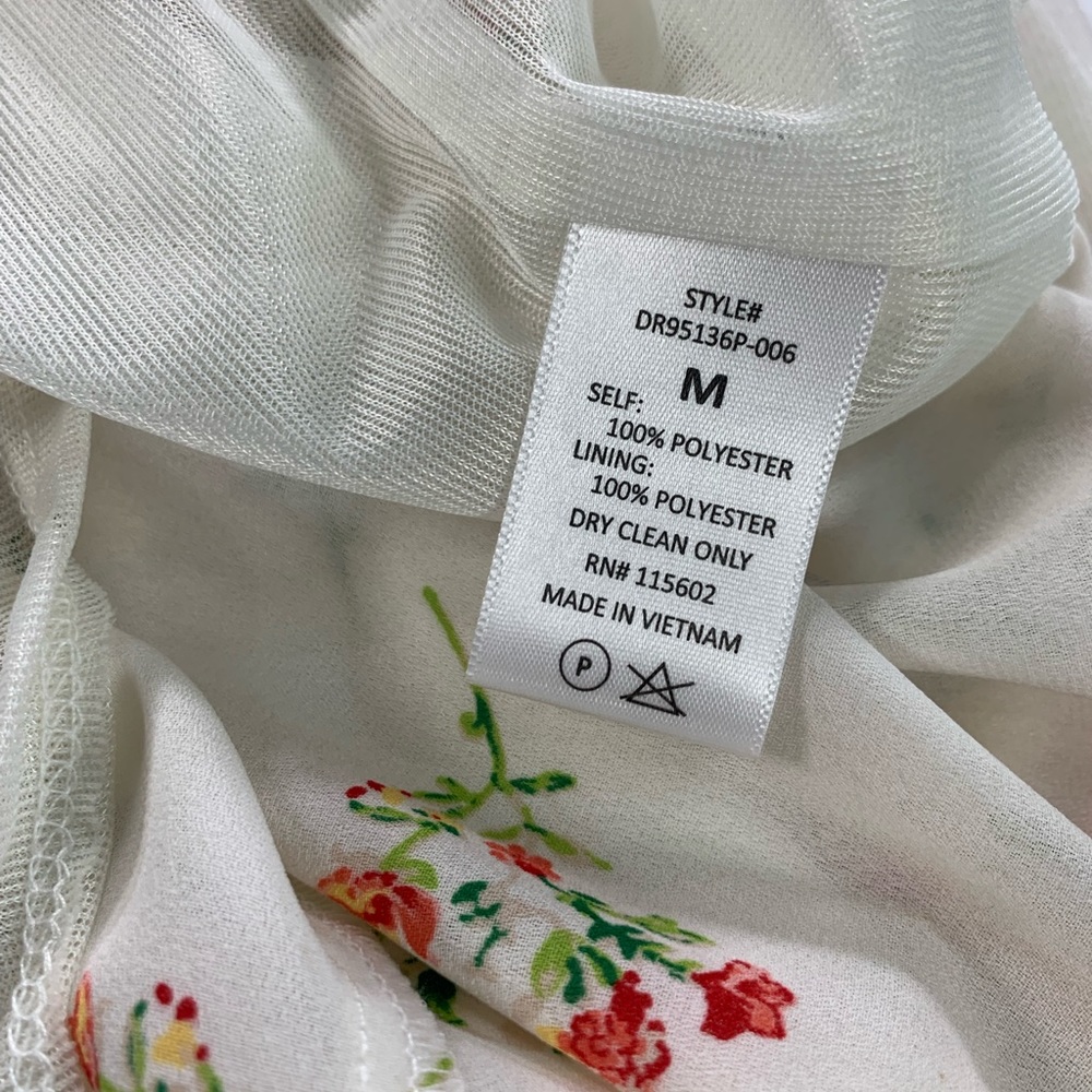 Floral Haulter‎ Top Dress All Over Pattern Cream Off White Women's Size M - Picture 12 of 13